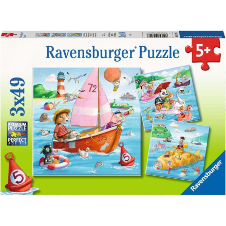 RAVENSBURGER Puzzle Zvířátka a vodní plavidla 3x49 dílků 155204