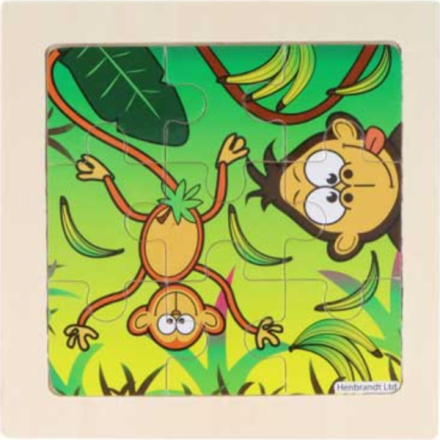 Dřevěné puzzle Džungle s opicemi 9 dílků 155302