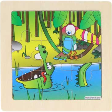 Dřevěné puzzle Džungle s krokodýlem 9 dílků 155305