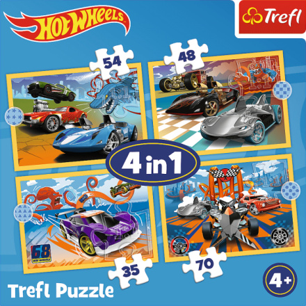 TREFL Puzzle Autíčka Hot Wheels 4v1 (35,48,54,70 dílků) 155975