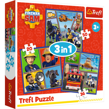 TREFL Puzzle Požárník Sam: Samův den 3v1 (20,36,50 dílků) 155980