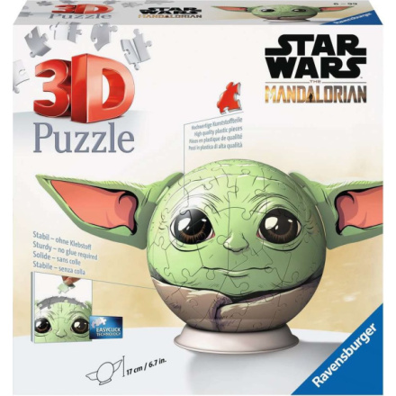 RAVENSBURGER 3D Puzzleball Star Wars: The Mandalorian Grogu s ušima 77 dílků 156226