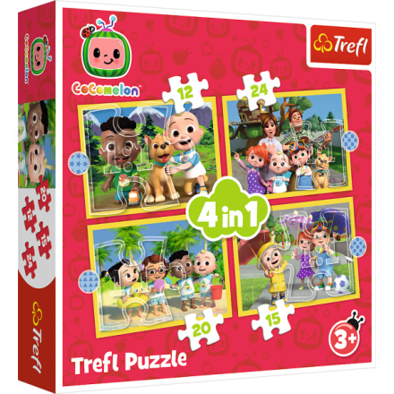 TREFL Puzzle Cocomelon: Seznamte se 4v1 (12,15,20,24 dílků) 156460