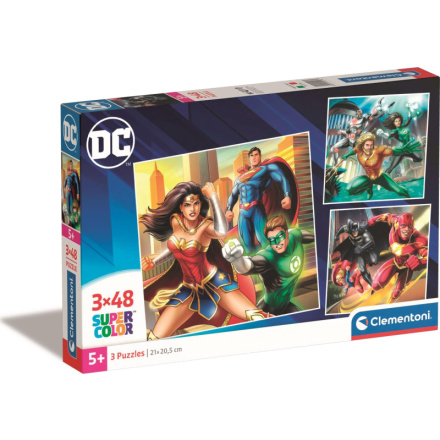 CLEMENTONI Puzzle DC Comics: Liga Spravedlnosti 3x48 dílků 158353