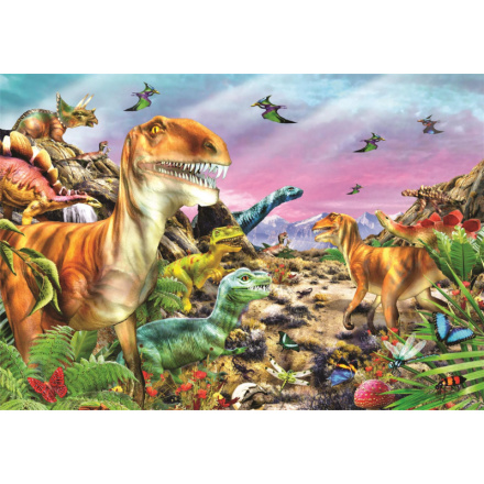 CLEMENTONI Puzzle Země dinosaurů 104 dílků 158388