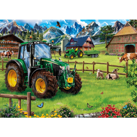 SCHMIDT Puzzle Alpská pastvina s traktorem: John Deere 6120M 1000 dílků 159545