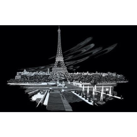 Stříbrný škrabací obrázek Eiffelova věž - velký 19728