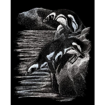Stříbrný škrabací obrázek Tučňáci 19753