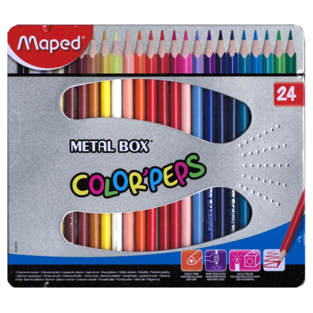 MAPED Pastelky trojhranné Color'Peps 24ks v plechové krabičce 25531