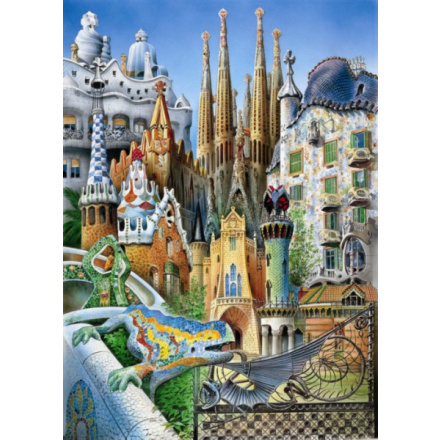 EDUCA Miniaturní puzzle Koláž z díla A.Gaudí 1000 dílků 91