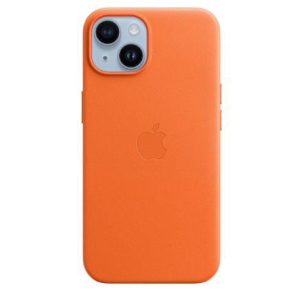 APPLE iPhone 14 Leather Case with MagSafe - Orange, MPP83ZM/A
