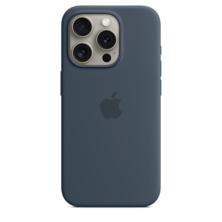 APPLE iPhone 15 Pro Silicone Case with MS - Storm Blue, MT1D3ZM/A