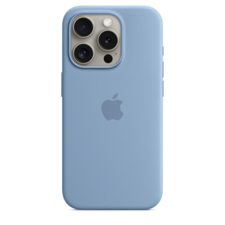 APPLE iPhone 15 Pro Silicone Case with MS - Winter Blue, MT1L3ZM/A
