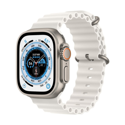 Apple Watch Ultra/49mm/Titan/Sport Band/White Ocean, MNHF3CS/A