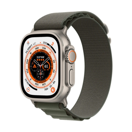 Apple Watch Ultra/49mm/Titan/Sport Band/Green Alpine, MNHJ3CS/A
