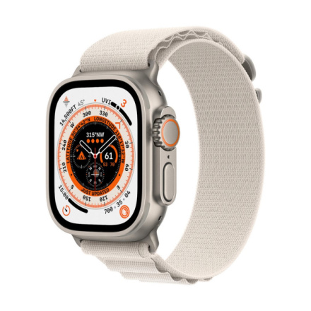 Apple Watch Ultra/49mm/Titan/Sport Band/Starlight Alpine, MQFQ3CS/A