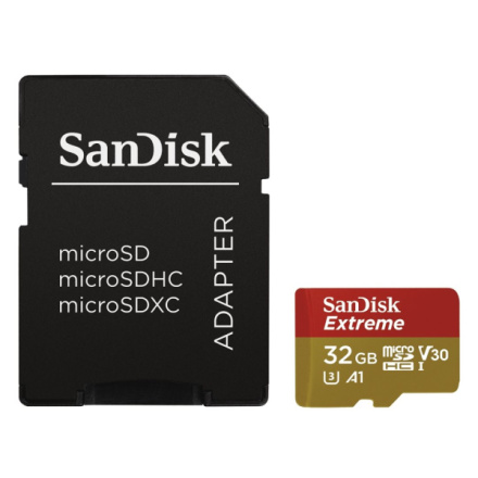 SanDisk Extreme/micro SDHC/32GB/100MBps/UHS-I U3 / Class 10/+ Adaptér, SDSQXAF-032G-GN6MA