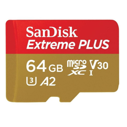 SanDisk Extreme PLUS/micro SDXC/64GB/200MBps/UHS-I U3 / Class 10/+ Adaptér, SDSQXBU-064G-GN6MA