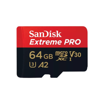 SanDisk Extreme PRO/micro SDXC/64GB/200MBps/UHS-I U3 / Class 10/+ Adaptér, SDSQXCU-064G-GN6MA
