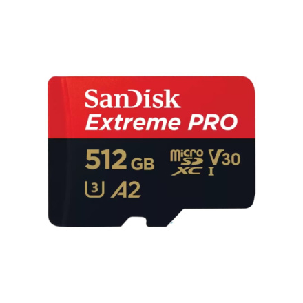 SanDisk Extreme PRO/micro SDXC/512GB/200MBps/UHS-I U3 / Class 10/+ Adaptér, SDSQXCD-512G-GN6MA