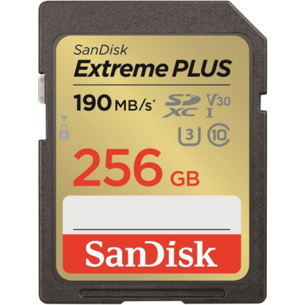 SanDisk Extreme PLUS/SDXC/256GB/190MBps/UHS-I U3 / Class 10, SDSDXWV-256G-GNCIN