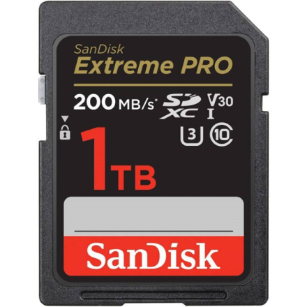 SanDisk Extreme PRO/SDXC/1TB/200MBps/UHS-I U3 / Class 10/Černá, SDSDXXD-1T00-GN4IN