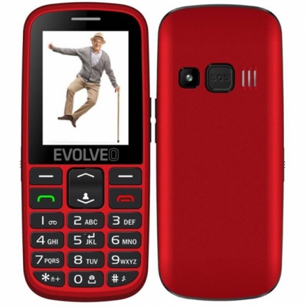 EVOLVEO EasyPhone EG, mobilní telefon pro seniory s nabíjecím stojánkem (červená barva), EP-550-EGR