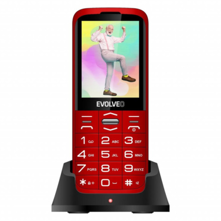 EVOLVEO EasyPhone XO, mobilní telefon pro seniory s nabíjecím stojánkem (červená barva), EP-630-XOR
