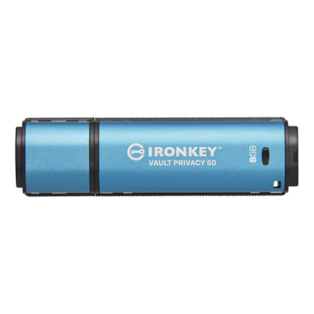 Kingston Ironkey Vault Privacy 50/8GB/USB 3.2/USB-A/Modrá, IKVP50/8GB