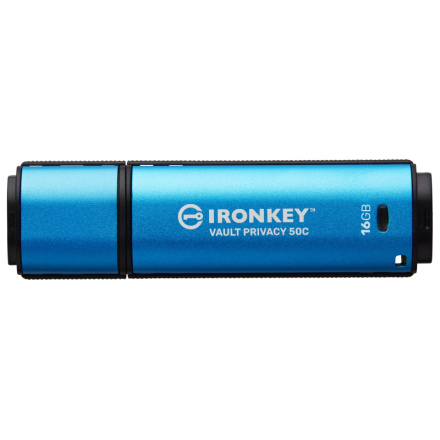 Kingston Ironkey Vault Privacy 50C/16GB/USB 3.2/USB-C/Modrá, IKVP50C/16GB