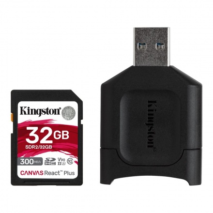 32GB SDHC Kingston Canvas React Plus  UHS-II V90 + čtečka, MLPR2/32GB