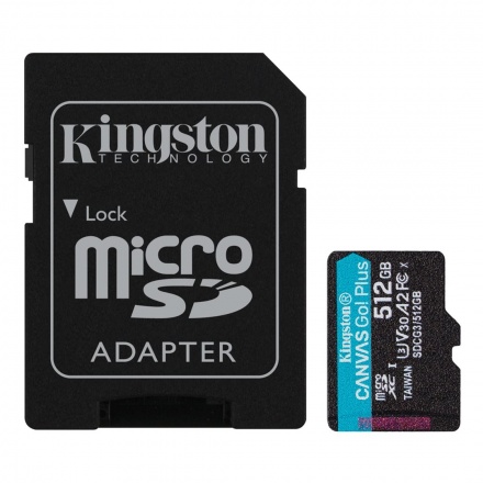 Kingston Canvas Go Plus A2/micro SDXC/512GB/170MBps/UHS-I U3 / Class 10/+ Adaptér, SDCG3/512GB