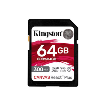 Kingston Canvas React Plus/SDHC/64GB/300MBps/UHS-II U3 / Class 10, SDR2/64GB