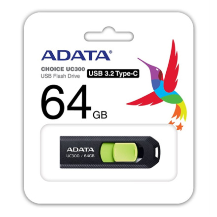 ADATA UC300/64GB/USB 3.2/USB-C/Černá, ACHO-UC300-64G-RBK/GN