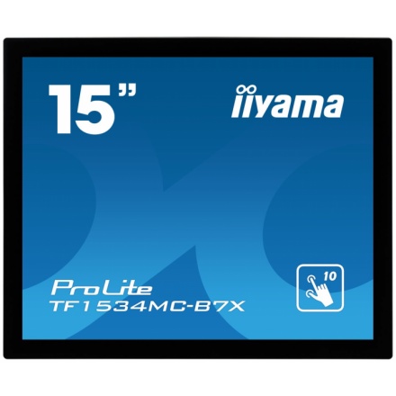 15" iiyama TF1534MC-B7X: TN, XGA, capacitive, 10P, 370cd/m2, VGA, DP, HDMI, IP65, černý, TF1534MC-B7X