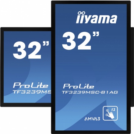 32" iiyama TF3239MSC-B1AG: AMVA, FullHD, capacitive, 12P, 500cd/m2, VGA, HDMI, DP, 24/7, IP54, černý, TF3239MSC-B1AG
