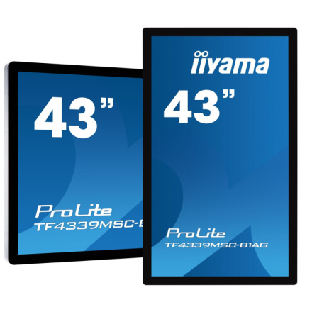 43" iiyama TF4339MSC-B1AG: AMVA, FullHD, capacitive, 12P, 400cd/m2, VGA, HDMI, DP, 24/7, IP54, černý, TF4339MSC-B1AG