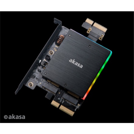 AKASA adaptér dual M.2 do PCIex s chladičem RGB, AK-PCCM2P-04