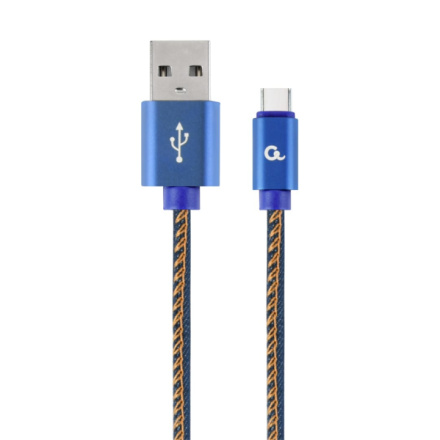 Gembird oplétaný denim USB-A/USB-C kabel 2m, CC-USB2J-AMCM-2M-BL
