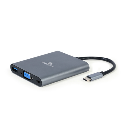 Gembird USB-C 6v1 multiport USB 3.1 + HDMI + VGA + PD + čtečka karet + stereo audio, A-CM-COMBO6-01