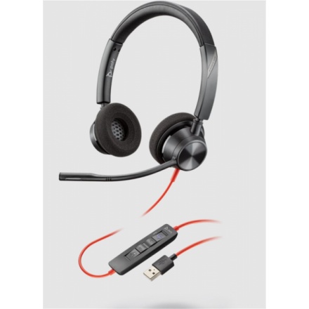 PLANTRONICS Poly Blackwire 3320. Microsoft. USB/Stereo/USB/Drát/MS/Černá, 214012-01