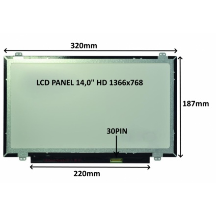 SIL LCD PANEL 14,0" HD 1366x768 30PIN MATNÝ / ÚCHYTY NAHOŘE A DOLE, 77046738