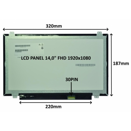 SIL LCD PANEL 14,0" FHD 1920x1080 30PIN MATNÝ IPS / ÚCHYTY NAHOŘE A DOLE, 77047414