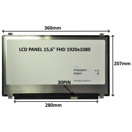 SIL LCD PANEL 15,6" FHD 1920x1080 30PIN MATNÝ / ÚCHYTY NAHOŘE A DOLE, 77046121