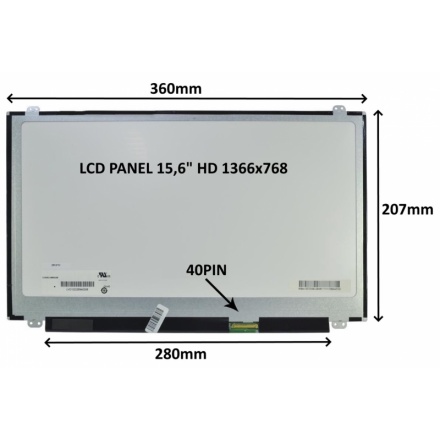 SIL LCD PANEL 15,6" HD 1366x768 40PIN MATNÝ / ÚCHYTY NAHOŘE A DOLE, 77044552