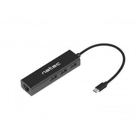 Natec Butterfly USB-C rozbočovač 3x USB 2.0 HUB + RJ45, NHU-1451