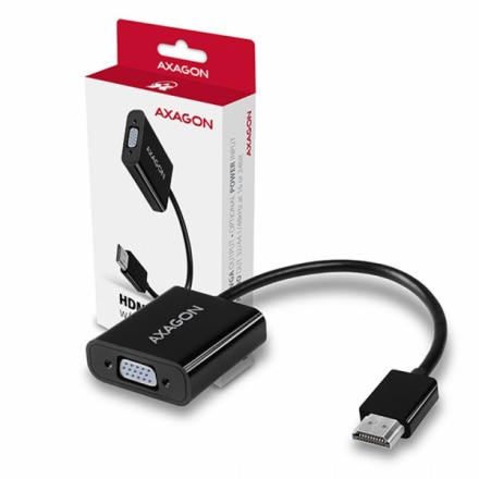 AXAGON RVH-VGAN, HDMI -> VGA redukce / adaptér, FullHD, audio výstup, micro USB nap. konektor, RVH-VGAN