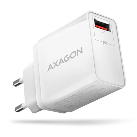 AXAGON ACU-QC19W, QC nabíječka do sítě 19W, 1x USB-A port, QC3.0/AFC/FCP/SMART, bílá, ACU-QC19W
