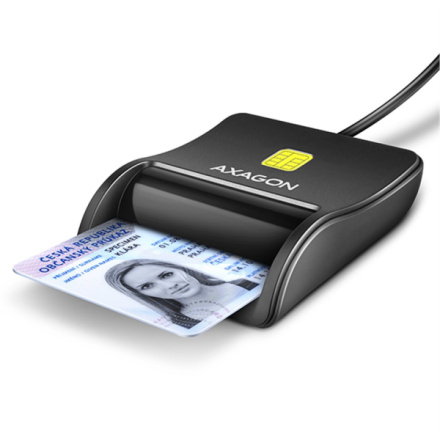 AXAGON CRE-SM3N, USB-A FlatReader čtečka kontaktních karet Smart card (eObčanka), kabel 1.3m, CRE-SM3N