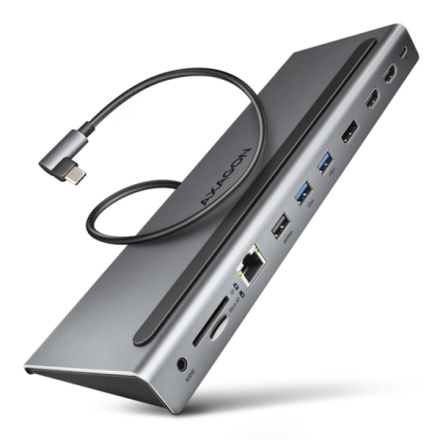 AXAGON HMC-4KX3 USB 5Gbps hub, 3x USB-A, 2x HDMI, DP, RJ-45, SD/microSD, audio, PD 100W, kabel 40cm, HMC-4KX3